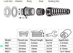 8 Pcs Waterproof Cable Gland, PG9(NPT 1/4) Thread(4-8mm), Made of PA66 Material,waterproof wire grommet Strain Relief Cord Connectors,Suitable for Various Electrical Installations