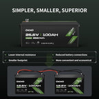OKMO 24V 100Ah LiFePO4 Lithium Battery for Marine, Trolling Motor, RV, with Low Temperature Protection, 10 Years 15000+ Deep Cycles, 25.6V Iron Phosphate for Home Solar Energy Storage Off-Grid