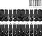 EASTBULL 1GB USB Flash Drive Bulk Thumb Drives 20 Pack with Lanyards USB 2.0 Memory Sticks Zip Drive Pen Drive for Storage and Backup Black 20PCS 1GB