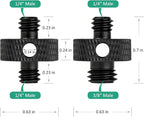 Camera Mount Screw 1/4" Male to 1/4" Male & 1/4" to 3/8" Tripod Screw Adapter with Hole 7 Pcs Set for Camera Tripod Mount Light Stand DSLR Equipped with Hex-L Key (Black)