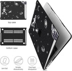 for MacBook Air 13.6 inch Case 2025 2024 2023 2022 Release M4 A3240 M3 A3113 M2 A2681, Black Printed Plastic Hard Shell Case Cover for Mac Air 13.6 M4 Chip Touch ID, Astronauts Space Dog