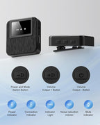 3-in-1 Mini Microphone for iPhone, Android, Camera - 328ft Long Range, 20H Battery Life, Wireless Microphones, Lapel Mic with AI Noise Reduction for Video Recording, YouTube, TikTok