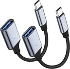 USB C to USB 3.0 Adapter [2 Pack], Type C Male to USB Female OTG Cable Thunderbolt3 to USB Adapter Compatible for iPhone 16 Pro Max/16 Plus/16/15 iPad MacBook Pro/Air Samsung Galaxy S24/S23/S22/S21