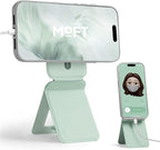 MOFT Phone Stand, Magnetic Phone Tripod Stand Stain-Resistant MOVAS Leather & Angle Adjustment & Strong Magnets Tripod for iPhone 16/15/14/13/12 (Included Metal Ring)-Peppermint