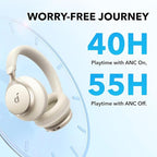 Soundcore by Anker, Space One, Active Noise Cancelling Headphones, 2X Stronger Voice Reduction, 40H ANC Playtime, App Control, LDAC Hi-Res Wireless Audio, Comfortable Fit, Clear Calls, Bluetooth 5.3
