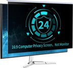 24 Inch Computer Privacy Screen for 16:9 Monitor, Anti-Blue Light Monitor Privacy Screen Filter, Anti-UV Computer Hanging Shield, Universal 23.6'', 23.8'', 24''