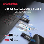 GIGASTONE 128GB Dual Flash Drive (5 Pack) Z40 USB 3.2 Gen 1, 2-in-1 Type-A & Type-C, 100MB/s Ultra Fast, Head Cap Design, Plug & Play for Smartphone/PC/Mac/TV/Car Audio, USB 2.0/3.0/3.1 Compatible