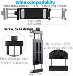 All-Aluminum Heavy Duty Drill Base Tablet Holder Mount for 4.7"-15" iPad Pro,Mini,Samsung Galaxy Tab, Surface, 360°Adjustable 2-Stage Arm Car Stand for Truck Dashboard Wall Desk Commercial Vehicle