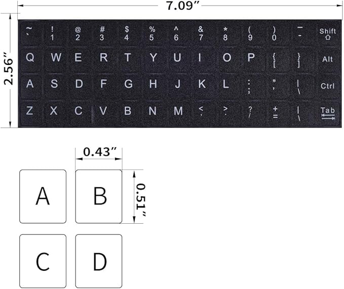 English Keyboard Stickers, 2 Pack Replacement Keyboard Letters Sticker with White Font on Black Background Universal for Computer Laptop Desktop, Matte Alphabet Stickers