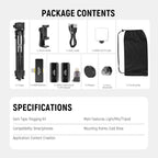 NEEWER Basics PA056 Vlogging Kit for iPhone Android Phone for YouTube TikTok Streaming Filmmaking Video Recording, Tripod + Microphone + LED Fill Light, Youtuber Starter Content Creator Essentials