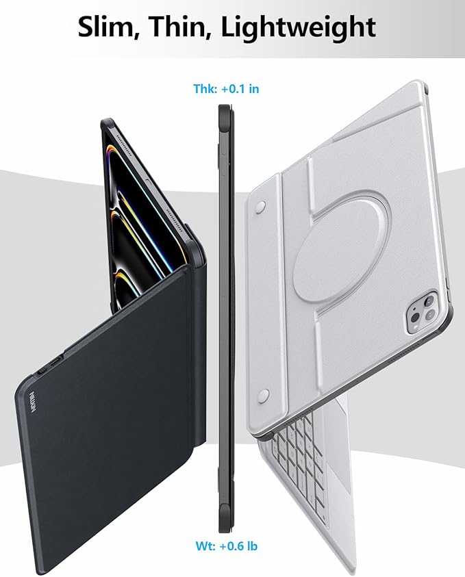 Nillkin for iPad Air/Pro 13 Inch Case with Detachable Keyboard, Slim Magnetic Rugged Keyboard Case for iPad Air 13 M3/M2 and iPad Pro 13 (7th Gen) M4 with Stand Backlit Multi-Touch Trackpad, Black