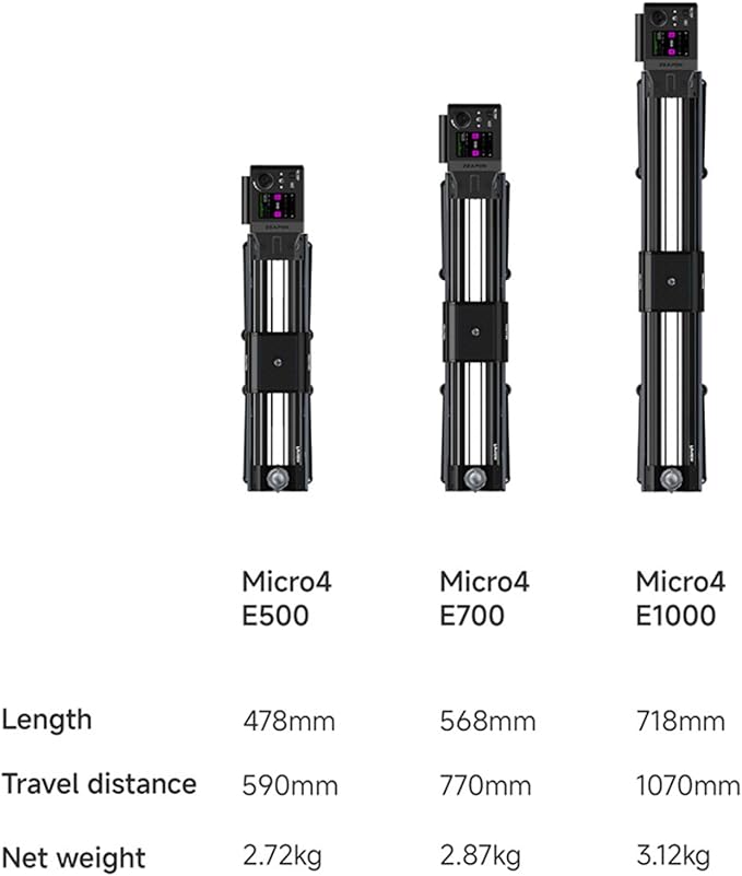 Zeapon Micro4 E1000 Double Distance Motorized Camera Slider, High-Speed Low Noise Motor 10-26Lbs Payload, 42''/107cm Compact Slider with Carrying case, LCD Screen, App Control, Smooth Damping Design
