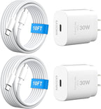 30W USB C i Phone 16 15 Charger Fast Charging, 2PACK Wall Charger for iPhone 16 15 Pro Max Charger Cord 10FT Fast Type C Charger Block for iPhone 16/16 Pro/15 Plus/15 Pro/15 Pro Max,i Pad Pro/Air/Mini