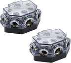2pc Power Distribution Block Car Audio 1 in 5 Ways Out Car Audio Distributions Block 0 Gauge Input 2/4/8 Gauge Out Ground Cable Splitter Distribution Blocks for Automotive