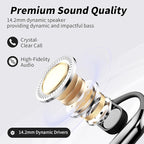 Open Ear Clip Wireless Earbuds Bone Conduction Headphones, Bluetooth 5.4, Open Ear Design, Built-in Mic, IPX7 Waterproof, LED Display Charging Case,Ear Hooks Ear Buds,Design for Running Fitness