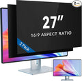 IPROKKO [2 Pack] 27 Inch Computer Privacy Screen Filter for 16:9 Widescreen Monitor, Removable 27inch Anti Blue Light Glare Privacy Shield, Anti Spy Security Protector for Hp Dell Asus Acer Samsung