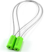 Leadseals(R) 100 Security Cable Seals Numbered Security Tags Tamper Proof Tags Pull Tight Steel Wire Seals for Truck, Trailers, Cargo, Containers, Vans, Oil Tank, Milk Vehicle (Green, Pack of 100pcs)