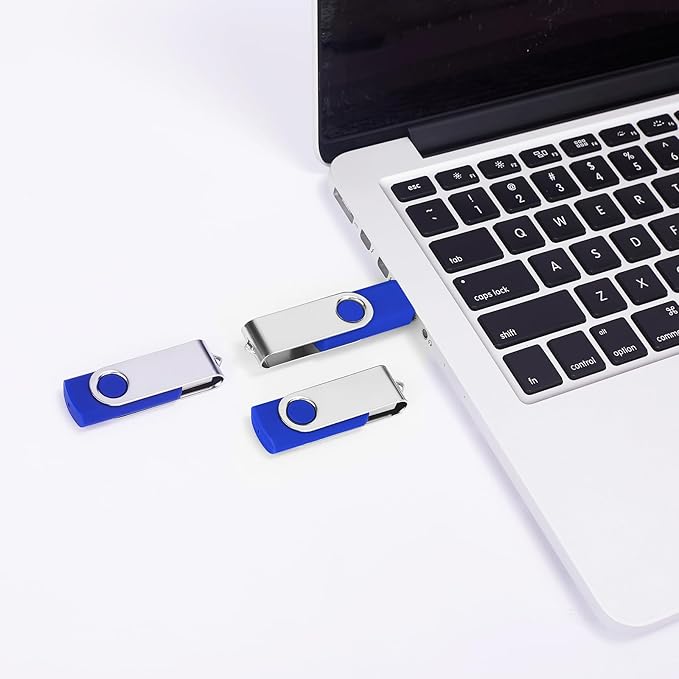 8GB Bulk USB Flash Drives 20 Pack, EASTBULL USB 2.0 Swivel USB Stick Bulk Gig Stick Metal Thumb Fold Storage (Blue)