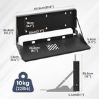 Flip Down Keyboard Tray Wall-Mount - 24 Inch Computer Keyboard and Mouse Platform Tray, Space Saving Design, Mouse Pad and Wrist Pad Included, Holds Up to 22 lbs, Black