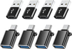 USBC Adapters 8 Pack,Type C to USB Adapter,USBC USBA Male Female Adaptor,C to USB 3.0 OTG Converter for iPhone 15 14 13,MacBook,iPad,Charger,Black