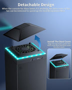 MENEEA Cooling Fan Dust Proof for Xbox Series X Console with Colorful Light Strip,Dust Cover Filter,Rubber Dust Plugs,Low Noise Top Fan with 3 Gears,Cooler&Light Independent Touch Switch, 2 USB Port