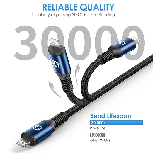 USB C to Lightning Cable 6ft 3Pack [Apple MFi Certified] iPhone Charger Fast Charging Cord Braided Type C to Lightning Cable for iPhone 14 13 12 11 Pro Max XR XS 8 Plus iPad/iPod/AirPods