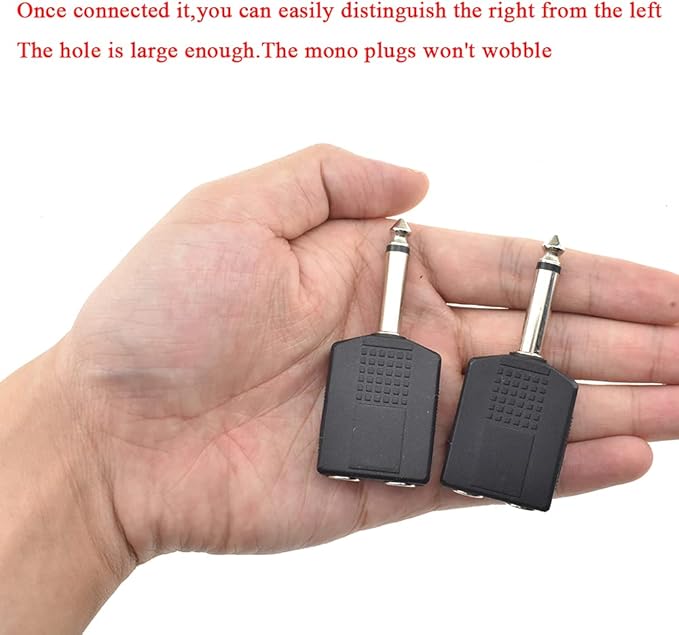 Hahiyo 6.35 M-2x6.35 F-TS Stereo Plug Interconnect Audio One Male 6.35mm(1/4 inch) and Two Females 6.35mm(1/4Inch) Adapter Splitter Good Signal Sound Snap Tight Not Wobble for Guitar Black 2pcs