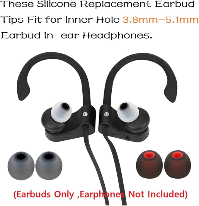 Earbud Tips Earbud Replacement Pieces Silicone Soft and Comfortable Compatible with Senso, Tozo, Sony & Other Inner Hole 3.8mm -5.1mm Earbud in-Ear Headphones 9 Pairs S/M/L