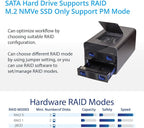 USB 3.2 (10Gbps) Type-C 2 Bay 2.5 Inch and 3.5 Inch SATA Hard Drive + 2 Bay M.2 NMVe Combo External Hard Drive Enclosure