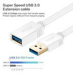 VCZHS Tech USB Extension Cable White 15ft, USB 3.0 Extender for High-Speed Data Transfer & Fast Charging, Durable & Flexible for Mouse, Keyboard, Printer, Flash Drive, Webcam, and More