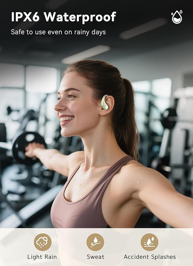 Wireless Earbuds, ANC Noise Cancelling Sport Ear Buds with Multifunctional Touch Screen, Bluetooth 5.4 Headphones, Bass Stereo Sound, 5 EQ Over The Ear Earbuds for Sports/Workout/Gym-Green