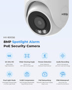 H.VIEW 4K 16 Channel Security Camera System 16Pcs CCTV Camera kit PoE 8MP Indoor Outdoor Dome Wired Surveillance Video with Audio,16CH 4K H.265 NVR with 4TB HDD, CCTV Surveillance for Businesses