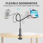 KDD Gooseneck Tablet Stand, 360° Adjustable Phone & iPad Holder for Bed and Desk, Flexible Arm Mount Clip for Video Recording, Bedside & Headboard Clamp for iPad Pro 12.9, Mini, Switch