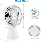 Miady USB Desk Fan, Upgraded 5000mAh Portable Desktop Fan 135°Auto-Oscillating 3 Speeds Mini Cooling Personal Table Fan for Home Office Travel Camping Outdoor