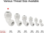 LeMotech M40 Cable Gland, 90 Degree Adjustable 26-33mm Cable Range Strain Relief, Cord Connectors Nylon Joints with Gaskets, 2 Pcs, Grey