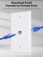 Ethernet Wall Plate, 1 Port Cat6 RJ45 Keystone Inline Coupler Wall Plate for Cat7/6/5/5e Ethernet Devices - White