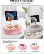 Tablet Pillow Stand, Compatible with 4.7"-12.9" Kindle, iPad, Phone/Tablet, Google, 360° Rotating Phone Holder for Bed, Detachable Bowl, Reading and Relaxation on Bed, Pink, Large (Faux Fur Pillow)