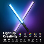 Mettlelite LS400C RGB LED Light Stick Full Color Continuous Output Video Light 2 ft with APP Control 2800K-8000K CRI96 TLCI97 RGB CCT HSI 10 Customizable Light Effects Built in Rechargeable Battery