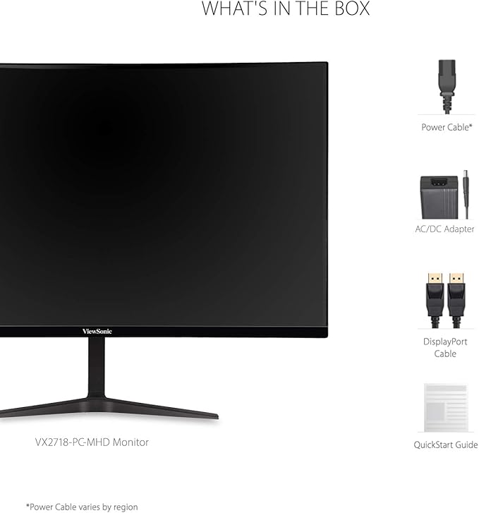 ViewSonic VX2718-PC-MHD 27 Inch Curved 1080p 1ms 180Hz Gaming Monitor with FreeSync Premium, Eye Care, HDMI and Display Port