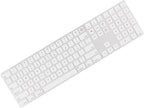 Allinside White Keyboard Cover for Mac Magic Keyboard with Touch ID and Numeric Keypad A2520 US Layout