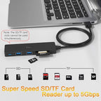 USB Hub 3.0 Splitter, TSUPY USB 3.0 Hub Multi USB Adapter Port Expander with 4ft Cable, SD/TF Card Reader & 3 USB 3.0 Ports Compatible for PC, Laptops, Surface Pro, MacBook, iMac Pro