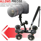 Vidpro SK-22 Professional Skater Dolly - Rolling Slider for DLSR Cameras & Camcorders Ideal for Low-Level Shooting & Panning 25 Lbs Capacity Smooth Rubber Wheels 7 Mounting Points & Extendable Handle