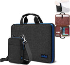 Laptop Case 15.6 Inch Briefcase Military-Grade Protection with Detachable Belt Bag, Compatible All Model of 15-16 Inch MacBook Pro and Most Popular 15.6 Inch Notebooks Chromebooks (Black Blue)
