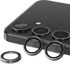 for Samsung Galaxy S25 Plus Camera Lens Protector, Individual Metal Ring Tempered Glass Lens Cover, [Strong Adsorption] Scratch Resistant Ultra-Thin HD Clear Lens Cover, 1 Set-Black