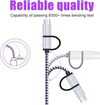 USB C Cable, SIXSIM 3Pack 6Ft 2 in 1 Cable Type C Charger Cable Nylon Braided USB A and Micro USB Cable for iPhone 16/16 Pro/16 Pro Max, Samsung Galaxy S24 S23 Ultra S22 S21 Plus, More Android Devices