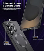 Magnetic for Samsung Galaxy S25 Plus Case [Compatible with MagSafe][Built-in Camera Lens Protector] Slim Soft Silicone Bumper Shockproof Metallic Luster Phone Shell (Black)