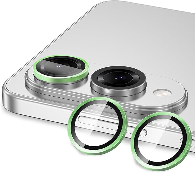 for Samsung Galaxy S25 Edge Camera Lens Protector, Individual Metal Ring Tempered Glass Lens Cover, [Strong Adsorption] Scratch Resistant Ultra-Thin HD Clear Lens Cover, 1 Set-Green