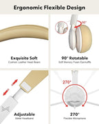 USB Headset with Microphone for PC, On-Ear Computer Laptop Headphones with Noise Cancelling Mic in-line Control for Home Office Online Class Zoom (USB+3.5mm, White)