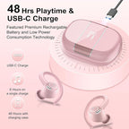 Wireless Earbuds Bluetooth 5.3 Headphones Sports, 48Hrs Playtime Bluetooth Earbuds with CVC 8.0 Mic, 2025 Stereo Bass Over Ear Bud with Earhooks, LED Display, IP7 Waterproof Earphon for Running Rose
