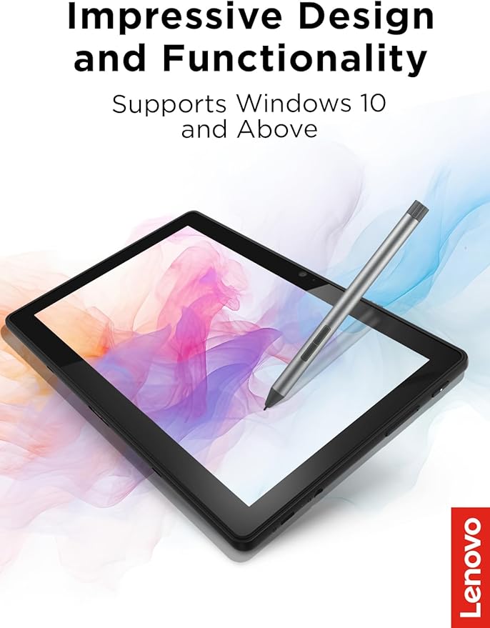 Lenovo Digital Pen 2 (Laptop) - Ultra-Tactile Response - 4,096 Levels of Pressure - Natural Feel Elastometer Pen Tip - Extended Battery Life - Silver, Grey